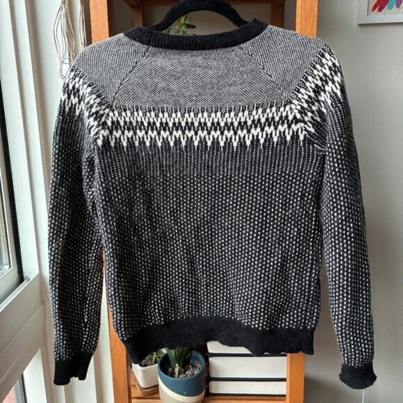 J. Crew Black and White Wool-Blend Fair Isle Sweater - Size S - Picture 5 of 5